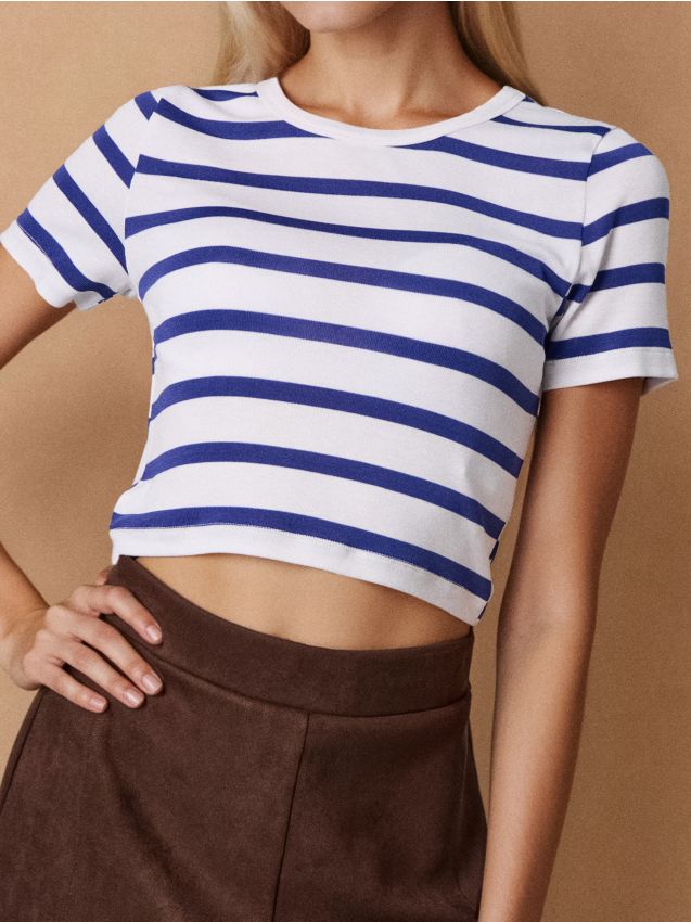 Sinsay - Pásikavé tričko - tmavomodrá