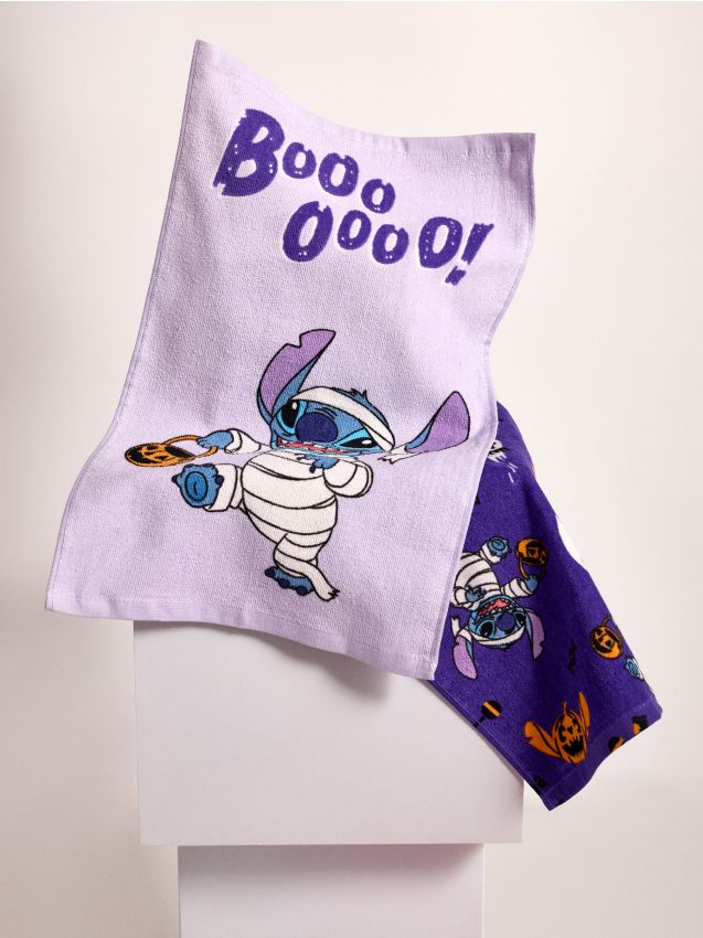 Sinsay - Set de prosoape de mâini din bumbac cu motiv de Halloween 2 pack Stitch - mov