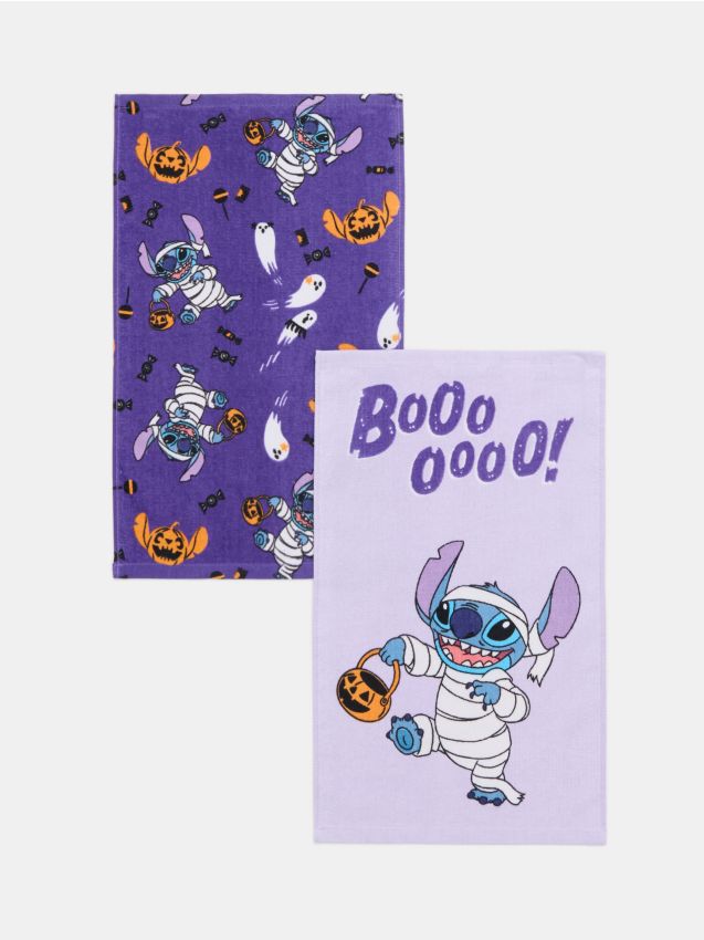 Sinsay - Set de prosoape de mâini din bumbac cu motiv de Halloween Stitch 2 pack - mov