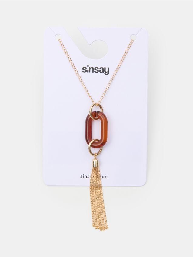 Sinsay - Colier lung auriu cu zgardă decorativă și ciucure - auriu