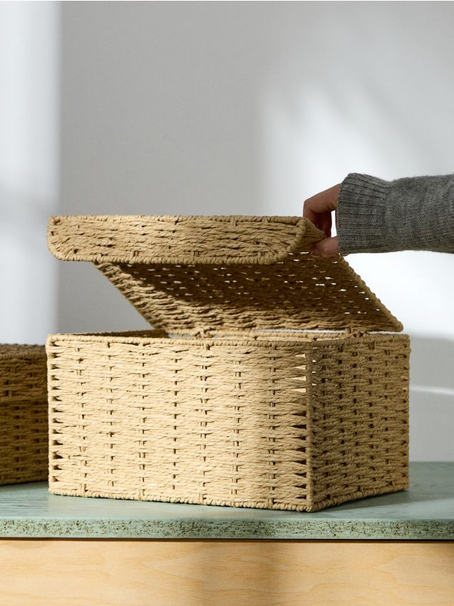 Sinsay - Coș de depozitare împletit cu capac - bej