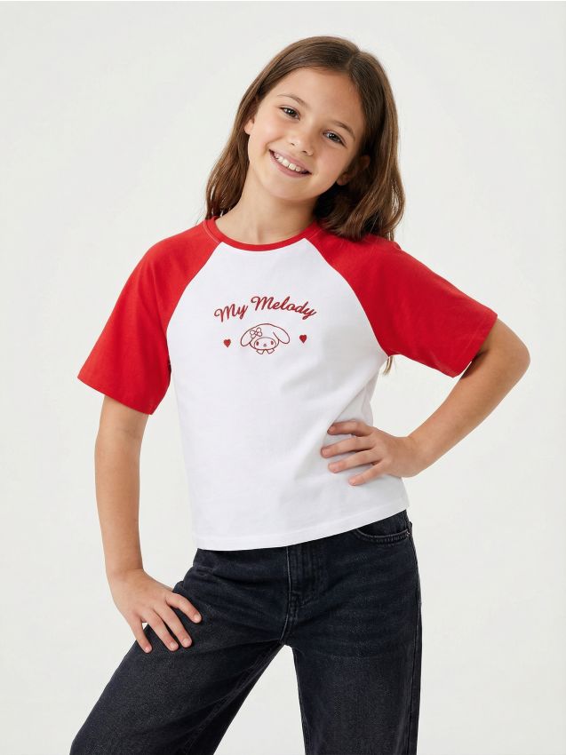 Sinsay - Tricou din bumbac cu imprimeu Kuromi - roșu