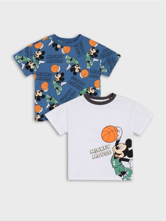 Sinsay - Tricouri din bumbac cu imprimeu 2 buc Mickey Mouse - alb