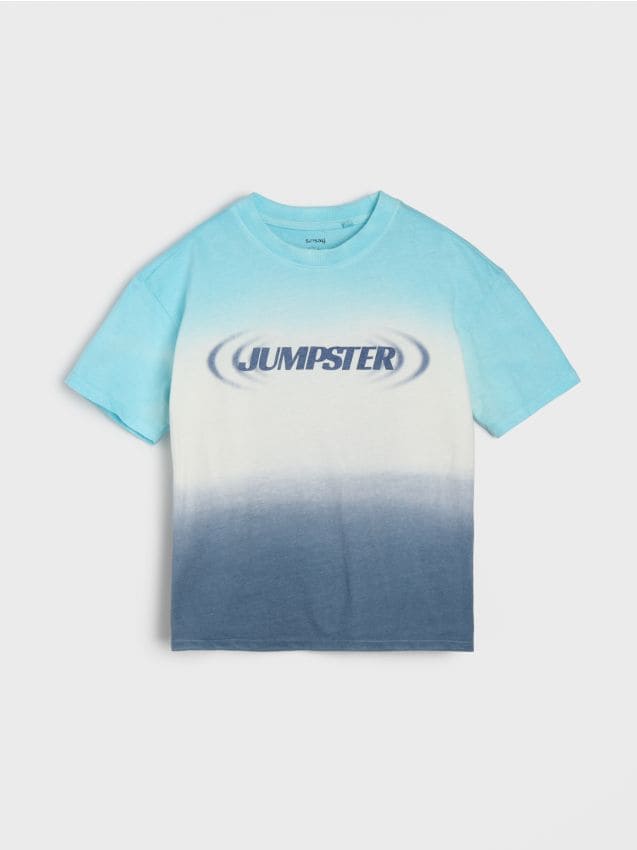 Sinsay - Tricou oversize din bumbac cu imprimeu ombre - crem