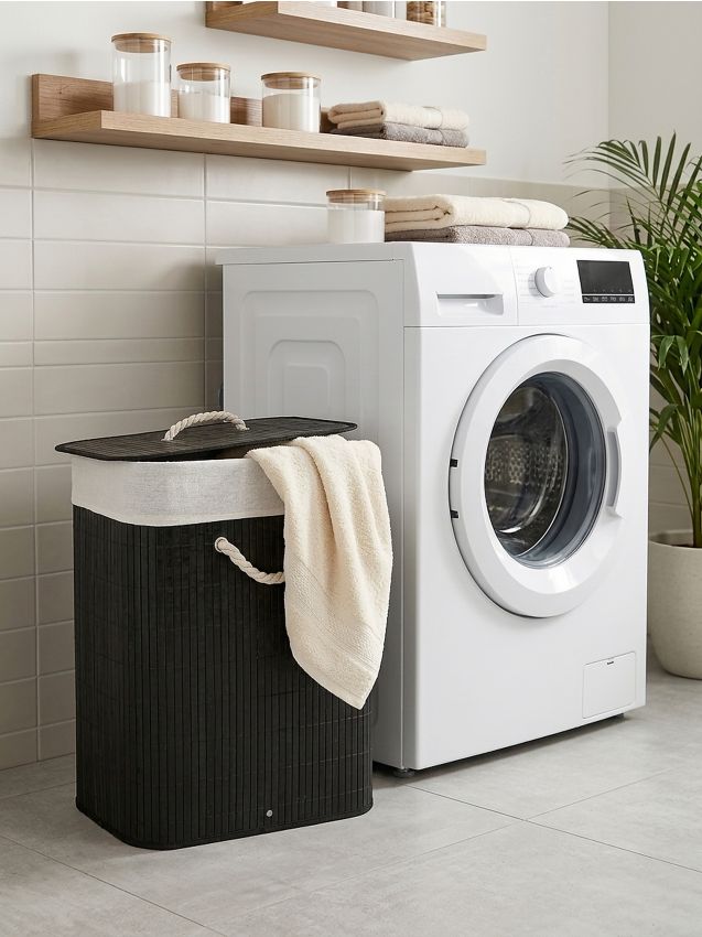 Sinsay - Coș de rufe din bambus cu capac - negru