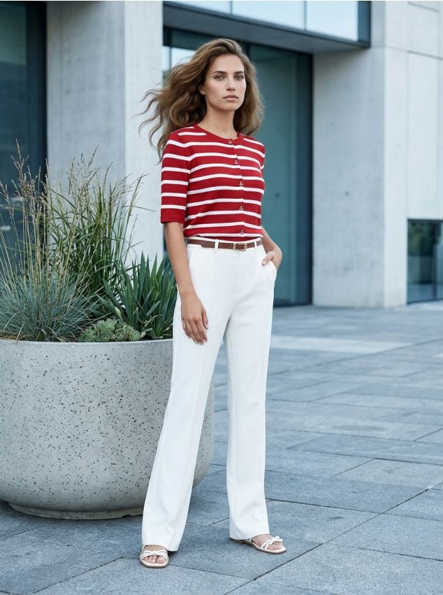 Sinsay - Bluzka z wiskozą w paski - czerwony