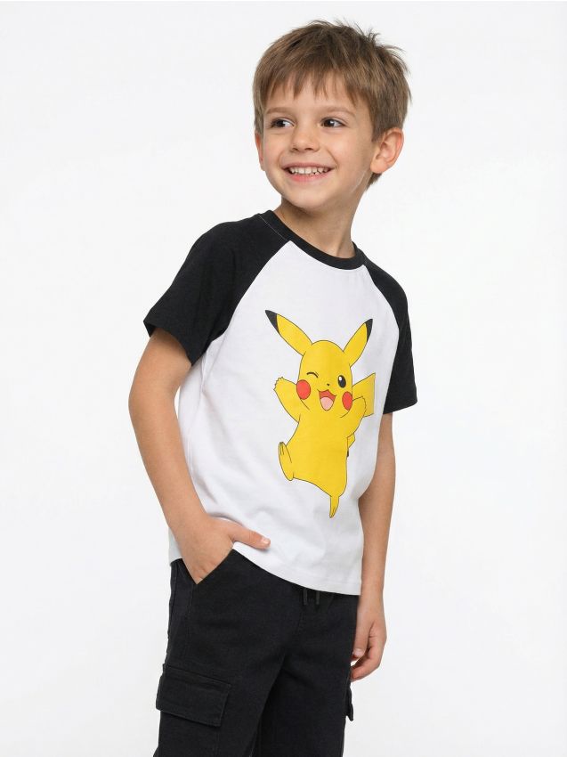 Sinsay - Tricou din bumbac cu imprimeu Pokemon - alb