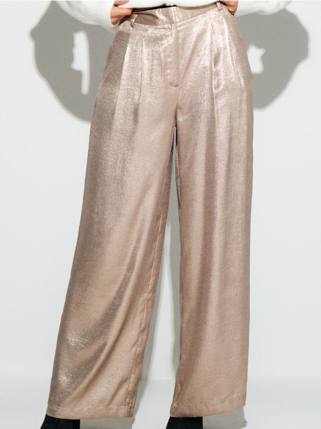 Sinsay - Pantaloni wide leg - auriu