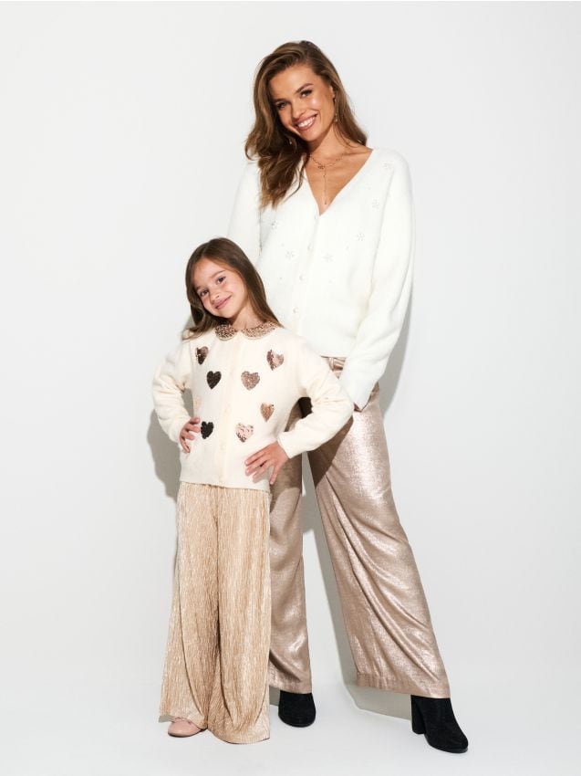 Sinsay - Pantaloni wide leg - auriu