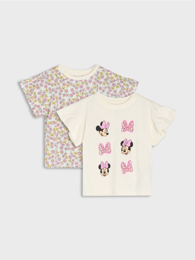 Sinsay - Tricouri din bumbac cu imprimeu 2 pack Minnie Mouse - crem