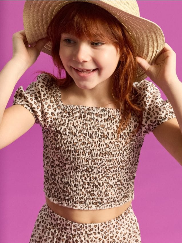 Sinsay - Set din vâscoză cu imprimeu leopard - crem