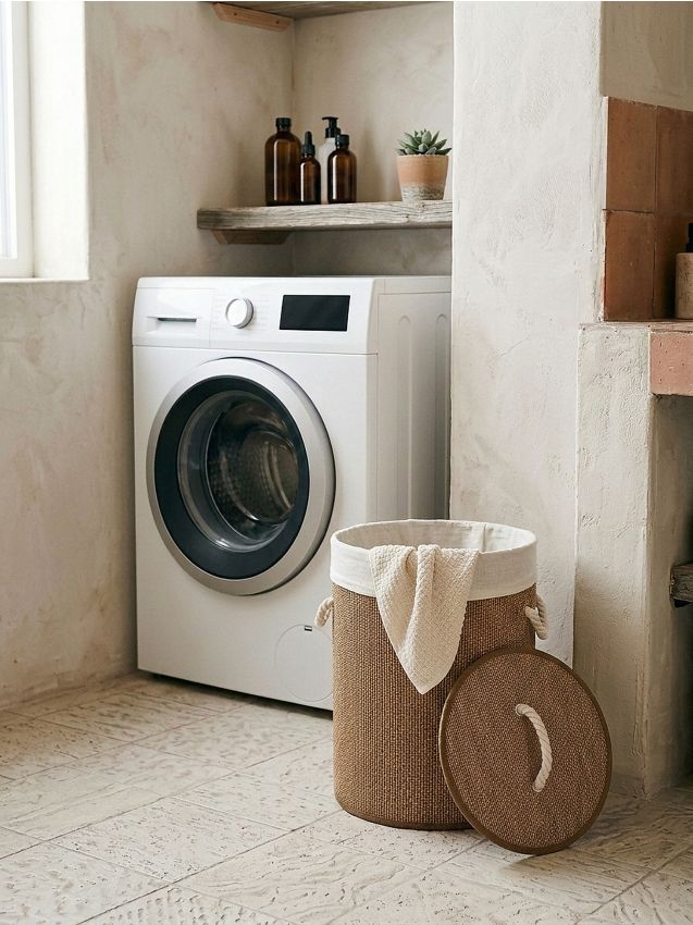 Sinsay - Coș de rufe din bambus cu capac - bej