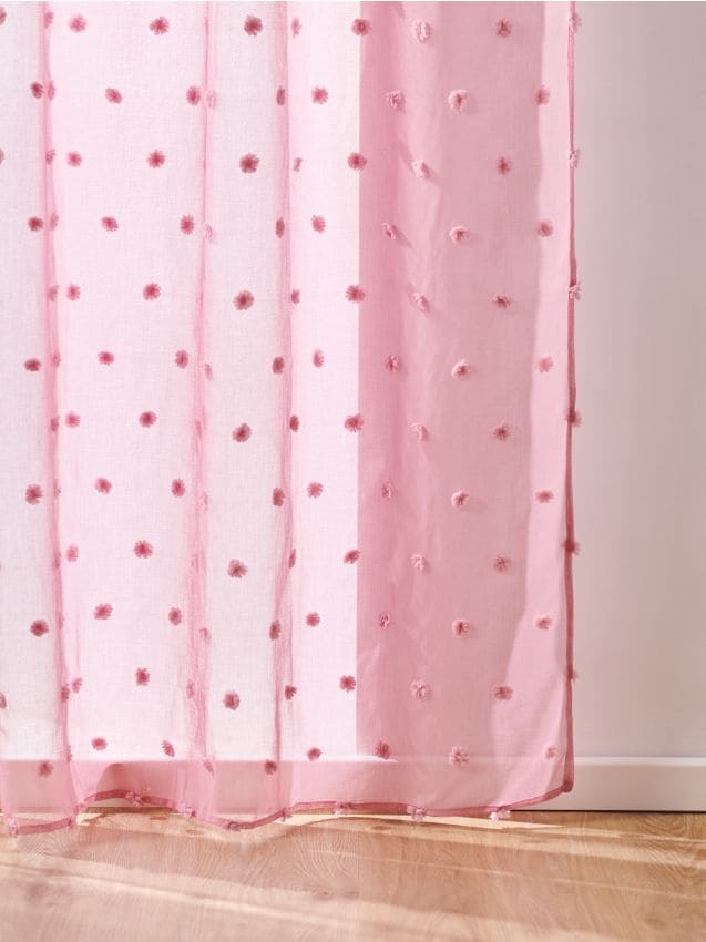 Tenda con nastro e motivo a pois - rosa pastello