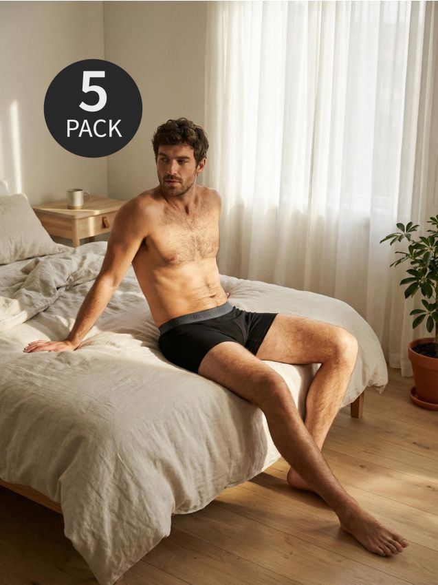 Sinsay - Bawełniane bokserki Long 5 pack - czarny