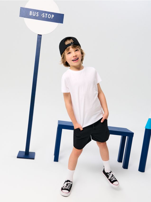 Sinsay - Șorturi basic din material sport 2 pack - negru