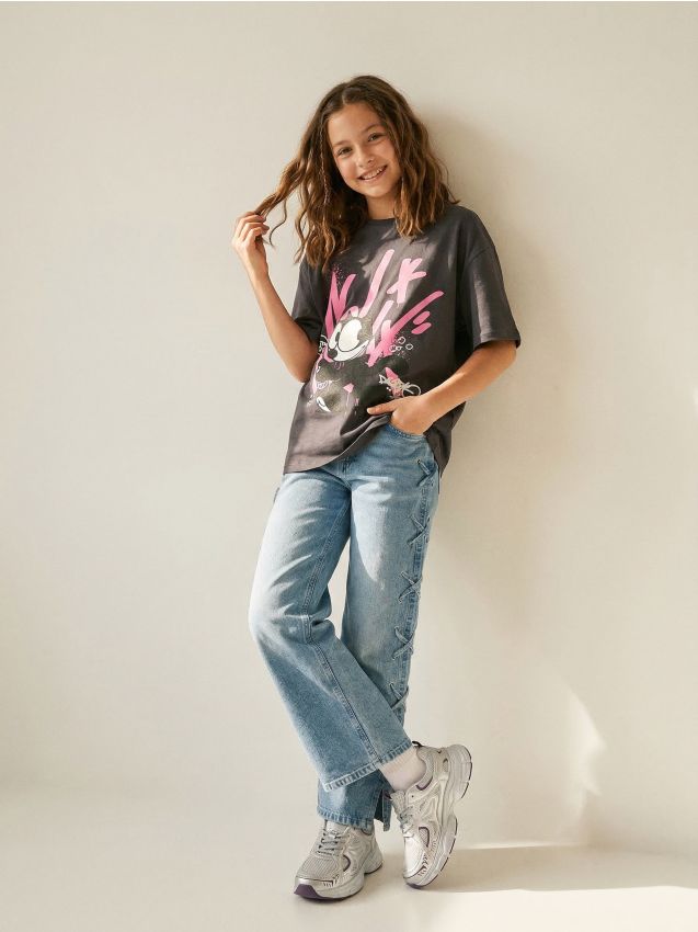 Sinsay - Tricou din bumbac cu imprimeu Felix the Cat - negru-antracit