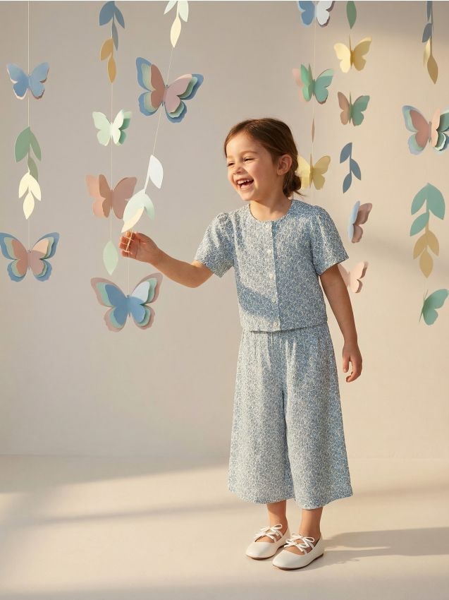 Sinsay - Komplet: bluzka i spodnie - kremowy