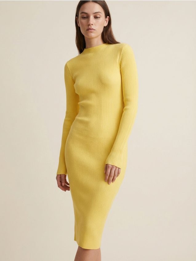 Sinsay - Rochie tricotată cu striații - galben