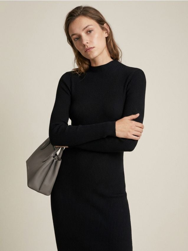 Sinsay - Rochie tricotată cu striații - negru