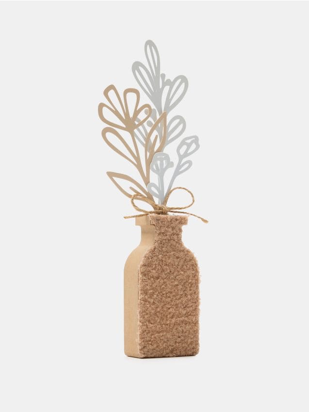 Sinsay - Decorațiune de sine stătătoare în formă de vază cu ramuri decorative - crem