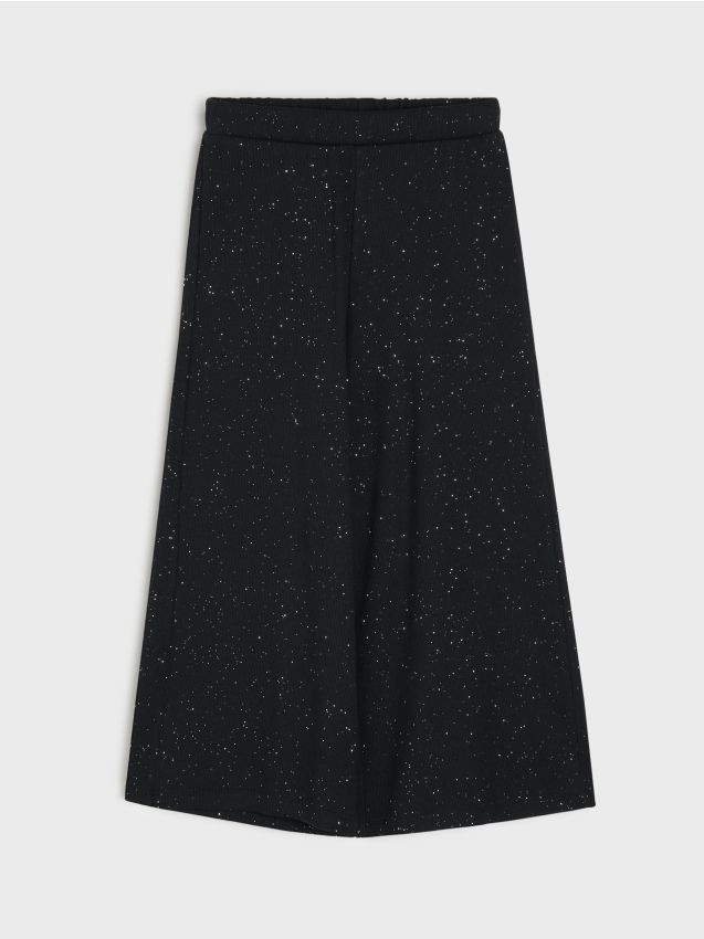 Sinsay - Pantaloni wide leg din bumbac - negru