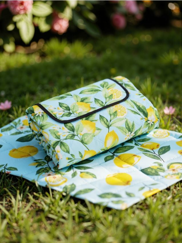 Sinsay - Pătură de picnic cu motiv de lămâi - verde