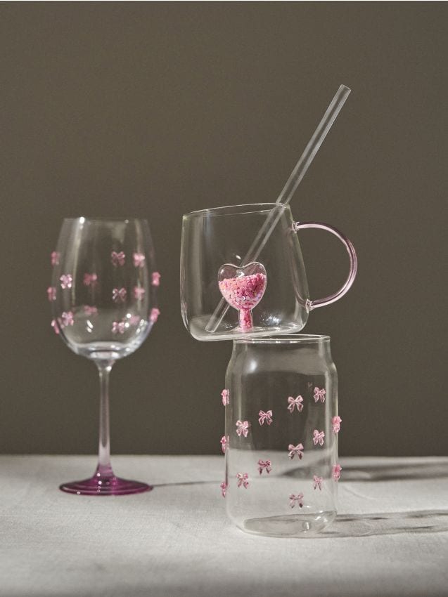 Sinsay - Sklenený hrnček s valentínskym motívom - clear