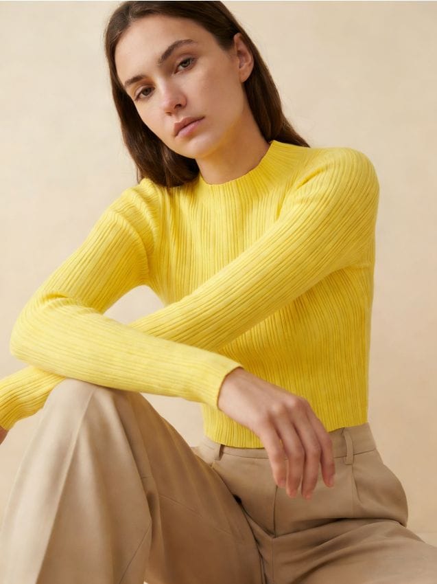 Sinsay - Pulover din tricot, cu striații - galben