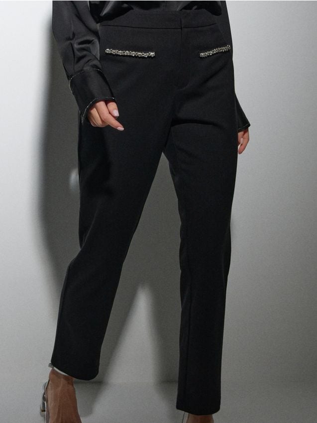 Sinsay - Nohavice s ozdobnými prvkami - čierna