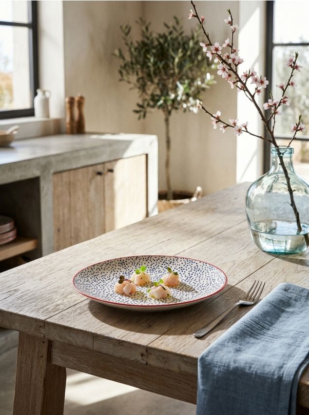 Sinsay - Farfurie ceramică cu buline și margine contrastantă - multicolor