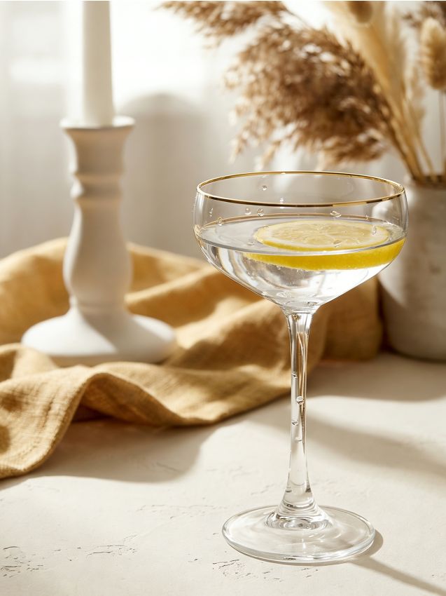 Sinsay - Pahar cu picior cu margine aurie - clear