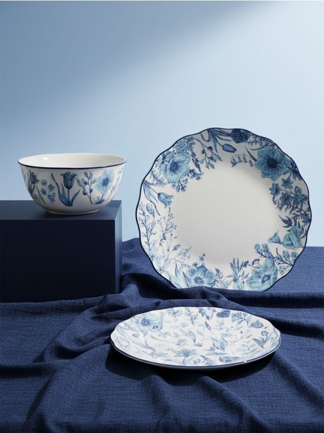 Sinsay - Bol ceramic cu motiv floral - bleumarin