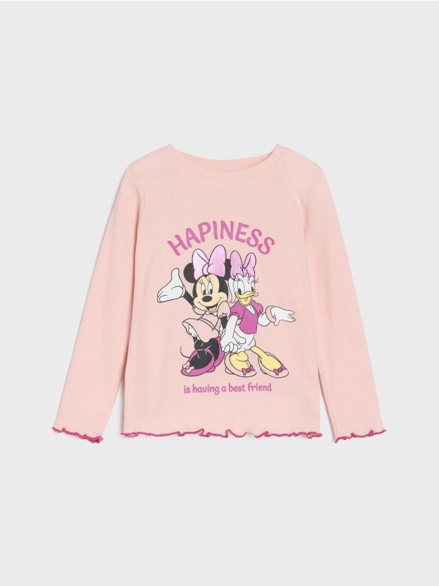 Sinsay - Tričko s dlhými rukávmi Minnie Mouse - popolavá ružová