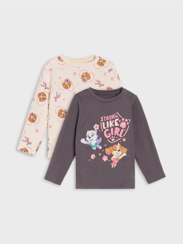 Sinsay - Set 2 tricouri cu mâneci lungi PAW Patrol - gri-închis