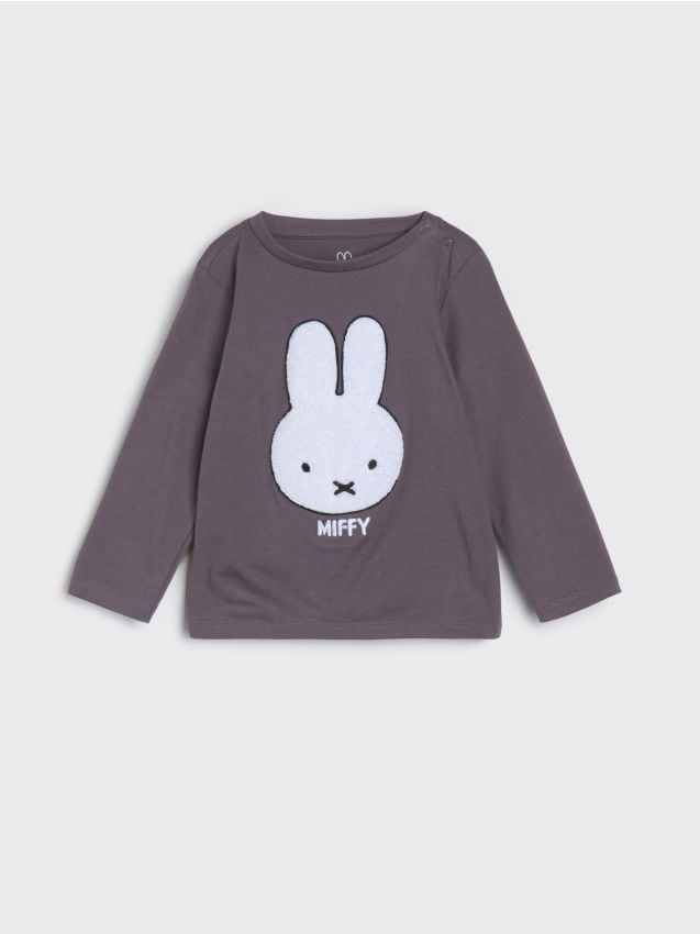 Sinsay - Tricou cu mânecă lungă Miffy - gri-închis