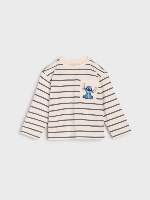 Pamučna majica s dugim rukavima Stitch - SINSAY
