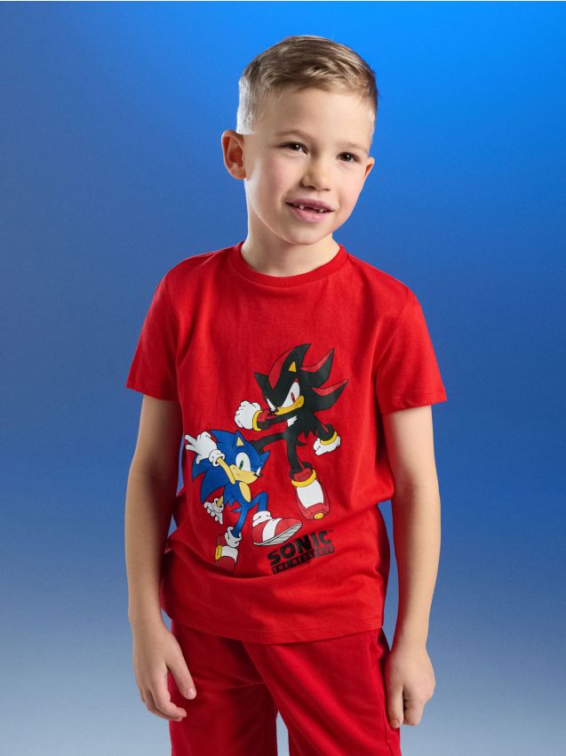Sinsay - Tricou din bumbac cu mânecă scurtă Sonic the Hedgehog - roșu