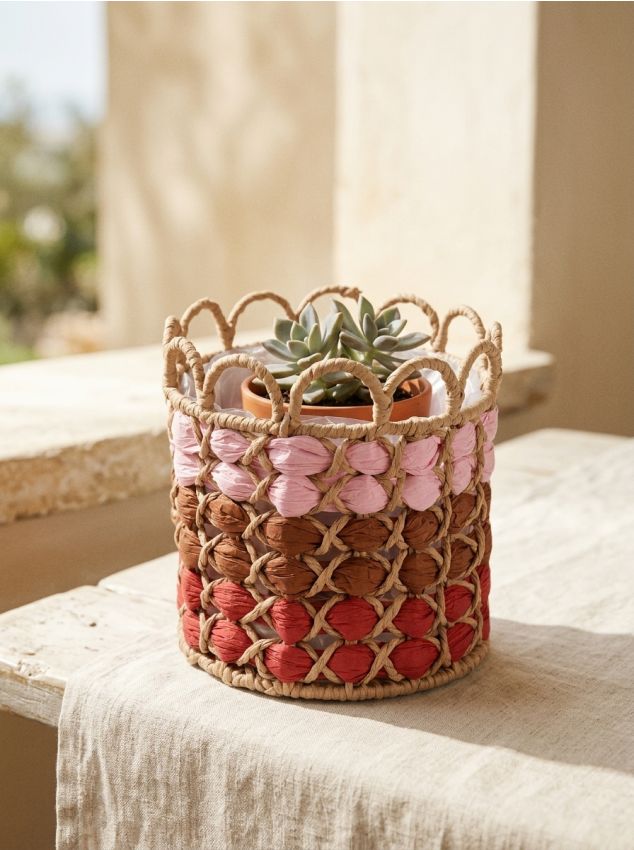 Sinsay - Ghiveci împletit - roz-pastel
