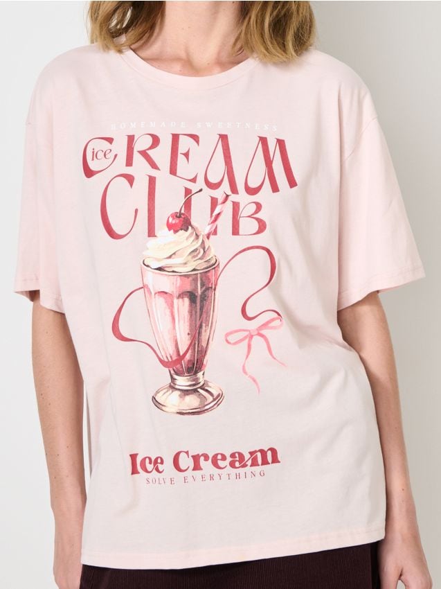 Sinsay - Tričko s potlačou - pastelová ružová