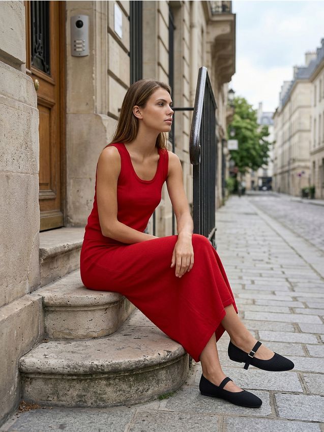 Sinsay - Sweter na ramiączkach basic - czerwony