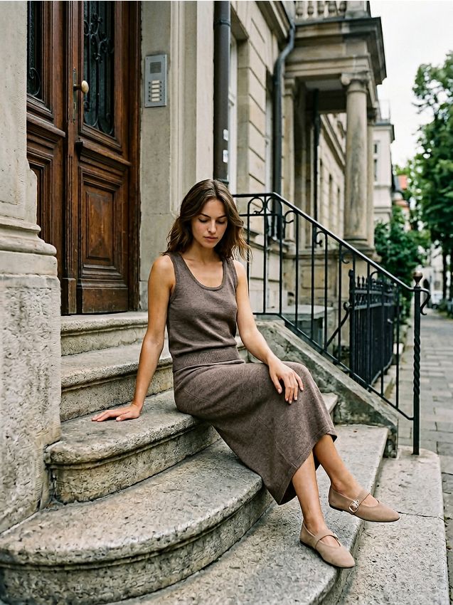 Sinsay - Pulover basic cu bretele - cafeniu