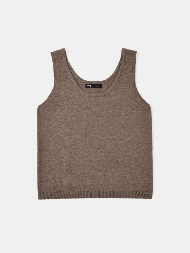 Maglione basic con spalline - caffè