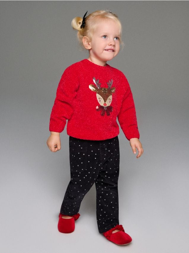 Sinsay - Vianočný sveter so sobom - červená