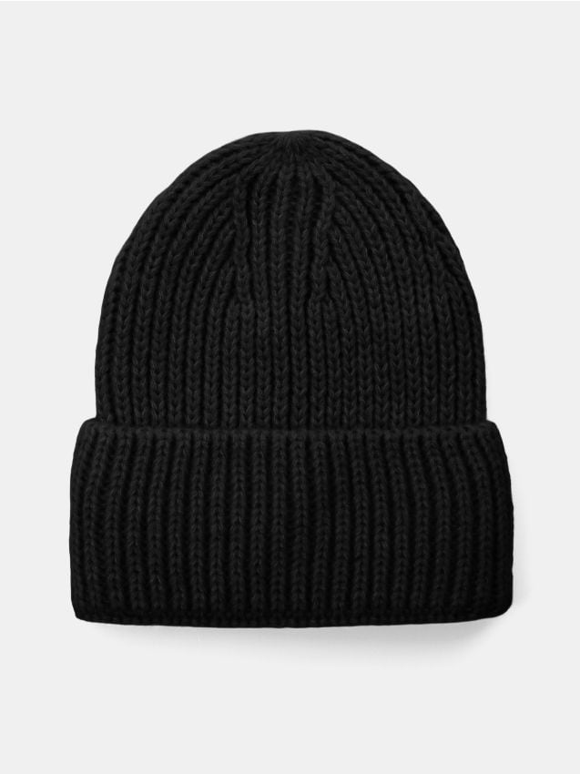 Sinsay - Čiapka beanie z prúžkovaného úpletu - čierna