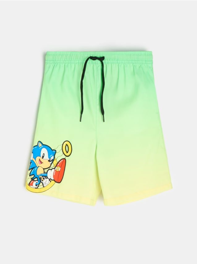 Sinsay - Pantaloni scurți de plajă Sonic the Hedgehog - verde-aprins