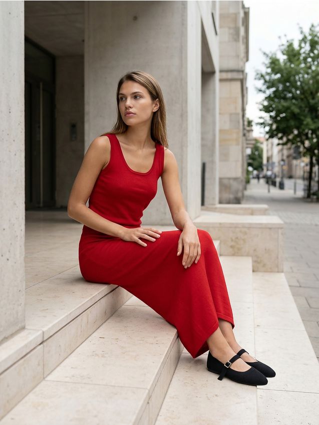 Sinsay - Fustă midi - roșu