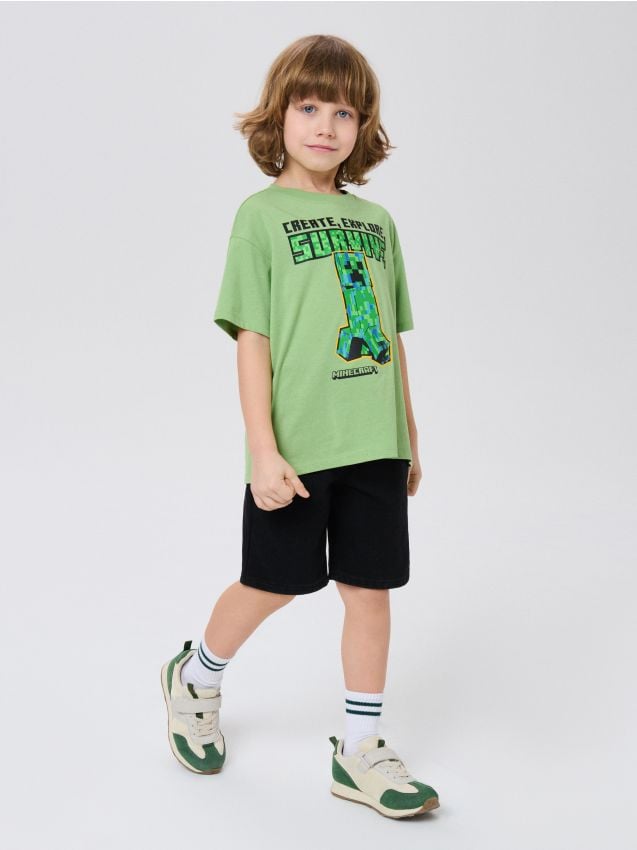 Sinsay - Tricou din bumbac Minecraft - alb
