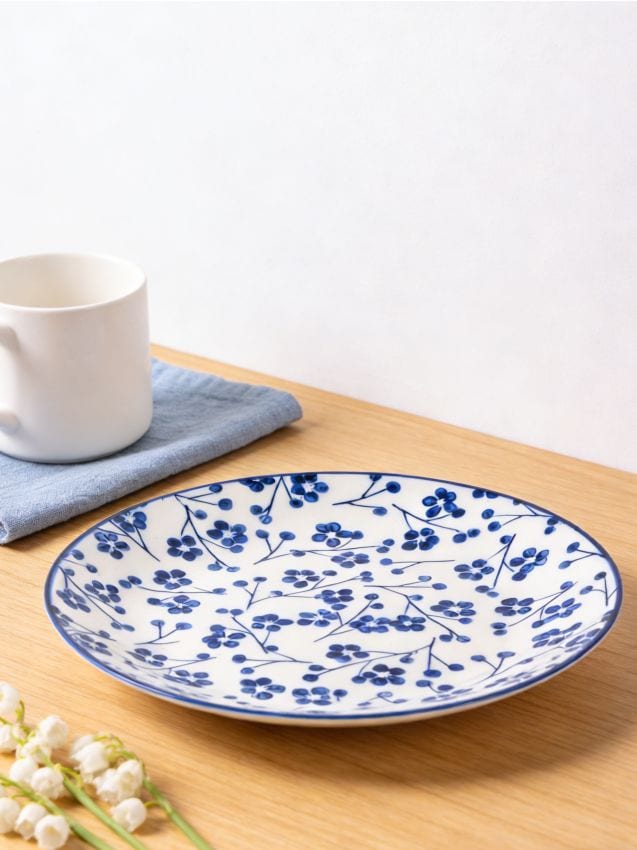 Sinsay - Farfurie ceramică cu motiv floral - alb