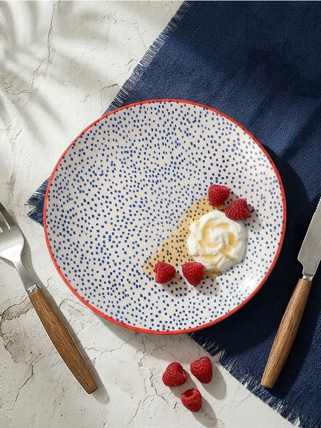 Sinsay - Farfurie ceramică cu buline și margine contrastantă - multicolor