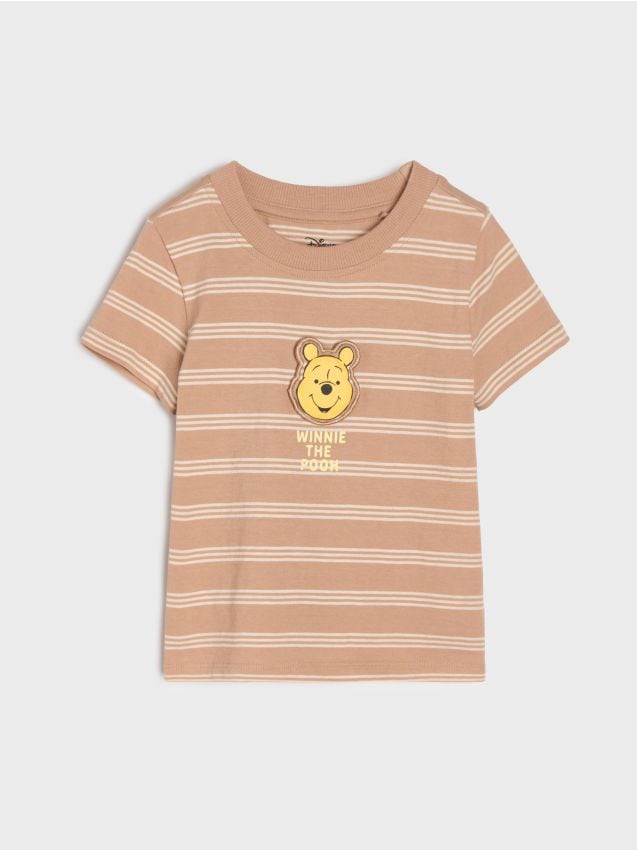Sinsay - Tricou din bumbac în dungi Winnie the Pooh - maro
